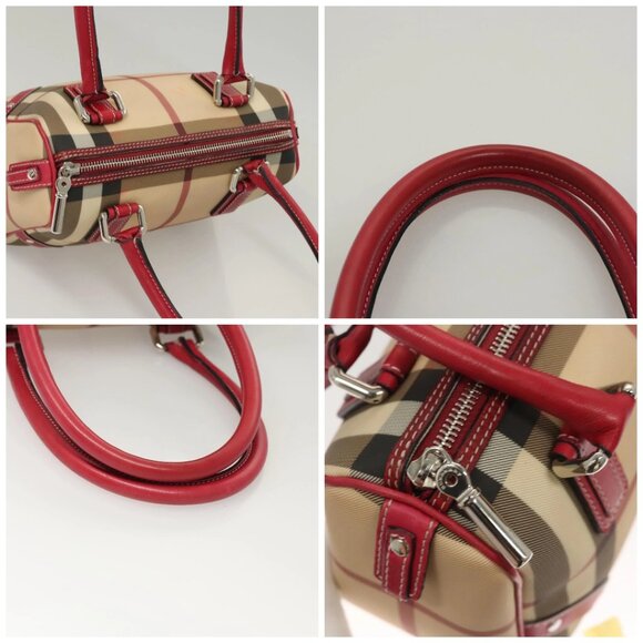 BURBERRY Nova Check Hand Bag PVC Beige Silver Auth 120678 - Picture 16 of 16